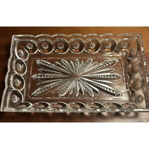 Antique Palace Adams and Company Moon and Star 11" Glass Tray‎ EAPG Glows